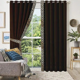 2 Pieces Crocodile  Premium splendid velvet curtain Panels & 2 Belts-Brown